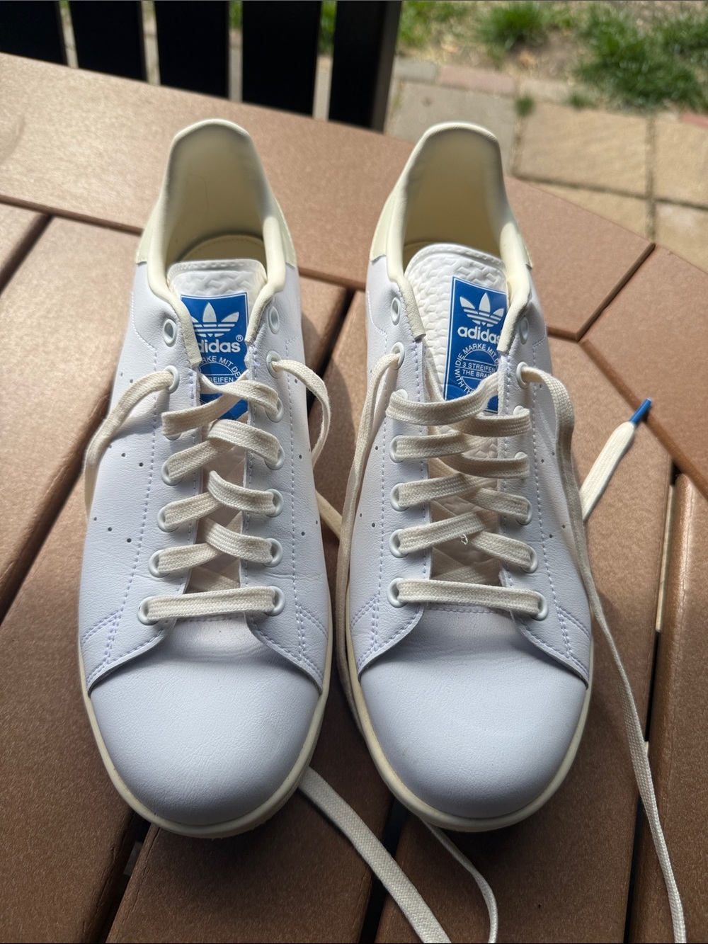 Adidas Originals Men's White Blue Bird Stan Smith Casual Shoes